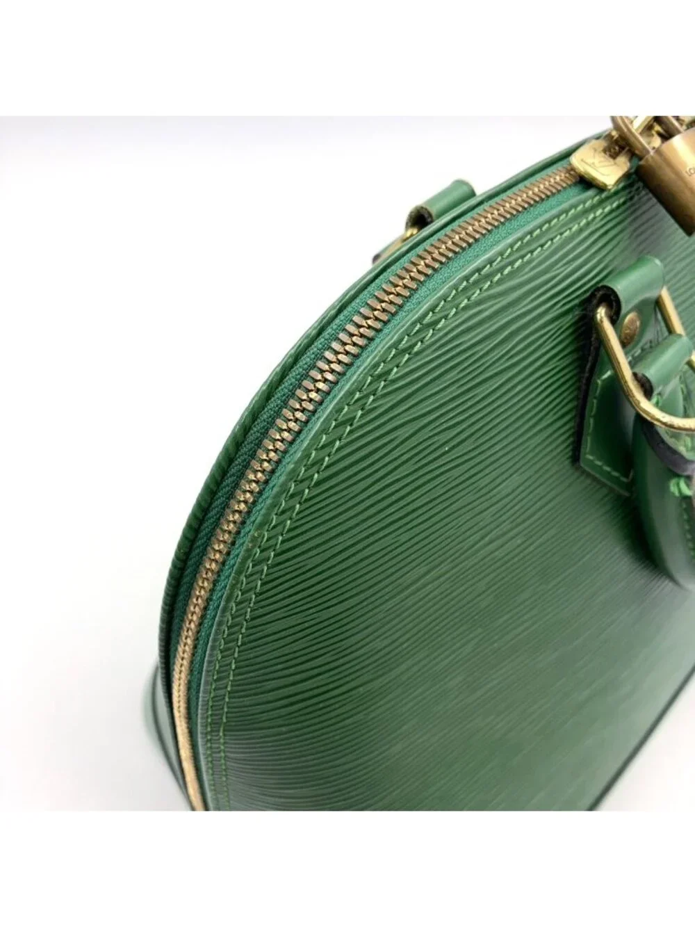 Louis Vuitton Alma Epi Borneo Green Leather Handbag Gold
